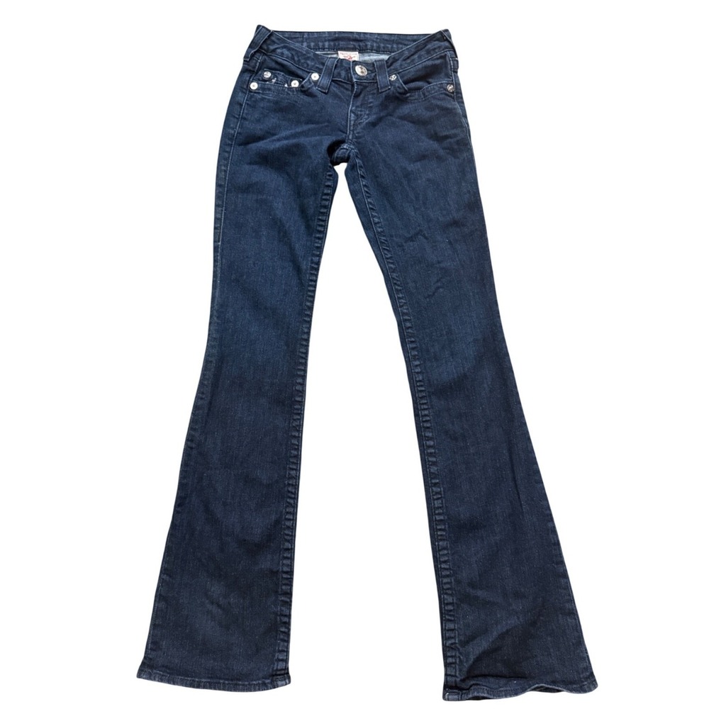 True Religion Joey Dark Wash Sequin Horseshoe Flare Jeans WAK500J17 Womens